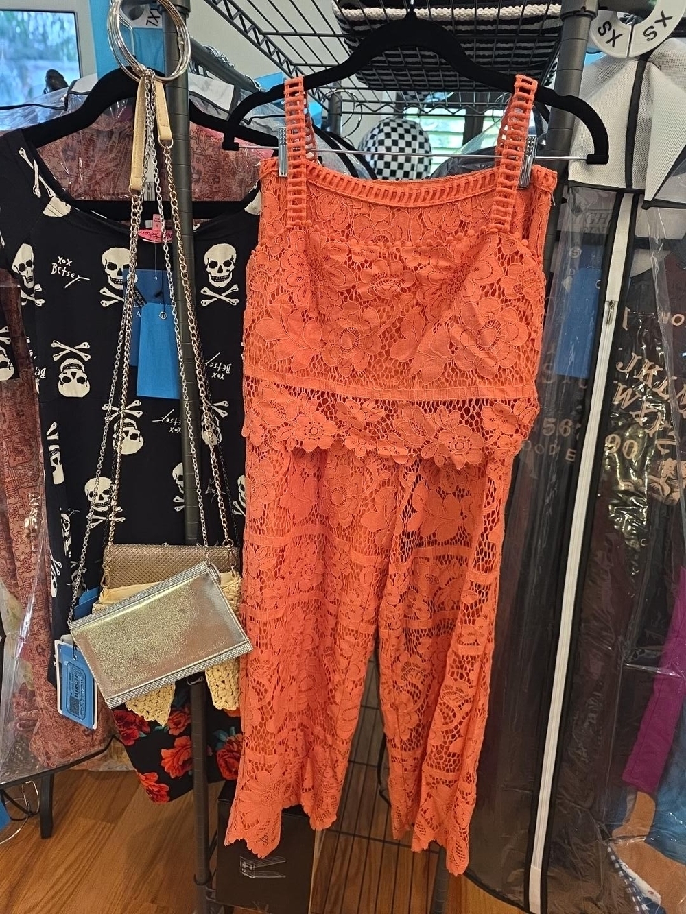 SAYLOR Floral Lace Cropped Jumpsuit